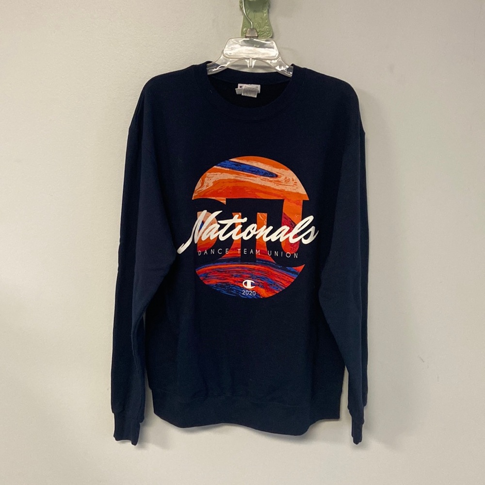 Champion Crewneck Sweater Sweat Shirt Navy Blue National Dance Team Large